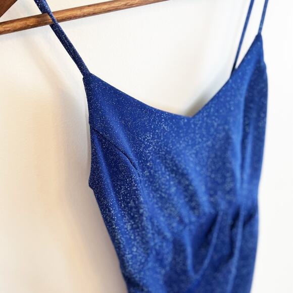 Zalalus faux wrap shimmering minidress blue Small NEW - Picture 3 of 15